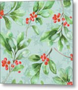 Holiday Flora Pattern Vc Metal Print