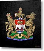 Hong Kong - 1959-1997 Coat Of Arms Over Black Leather Metal Print