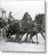 Horses Pulling Fire Wagon Metal Print