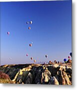 Hot Air Balloons At The Capadoccia Sky Metal Print
