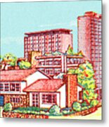 House By The City Metal Print