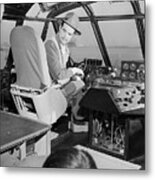 Howard Hughes In Cockpit Of Spruce Goose Metal Print