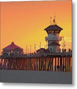 Huntington Beach Pier At Sunset Metal Print