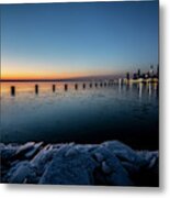Icy Chicago Skyline At Dawn Metal Print