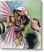 Illustration Americans Beating Spaniard Metal Print