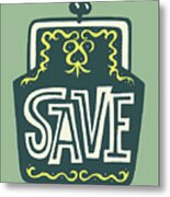 Illustration Of Wallet With Save Written On It Metal Print