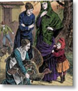 Illustration Of Women Selecting Metal Print