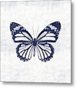 Indigo And White Butterfly 3- Art By Linda Woods Metal Print
