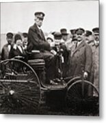 Inventor Karl Benz Sitting On Benz Metal Print