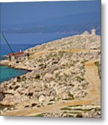 Island Of Krk Stone Desert Strand And Silo Lighthouse View Metal Print