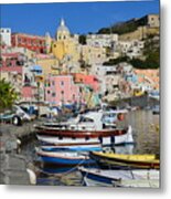Italy Procida Island Marina Corricella Naples Bay 3 Metal Print