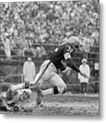 Jim Brown Running With Football Metal Print