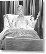 Johnny Carson Looking Comfortable In Bed Metal Print