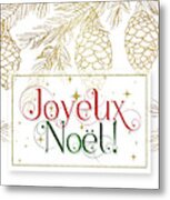 Joyeux Noel Christmas Typography Metal Print