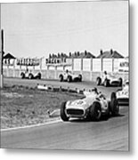 Juan Fangio And Stirling Moss On The Metal Print