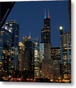 July Night Chicago River Skyline Metal Print