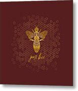 Just Bee - Geometric Zen Bee Meditating Over Honeycomb Hive Metal Print