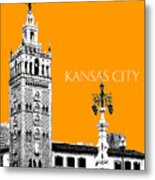 Kansas City Skyline 2 - Dark Orange Metal Print