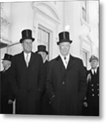 Kennedy And Eisenhower Wearing High Hats Metal Print