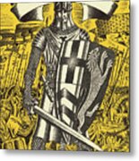 Knight With Shield And Sword Metal Poster