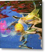 Koi Pond Fish - Friendly Enemies - By Omaste Witkowski Metal Print