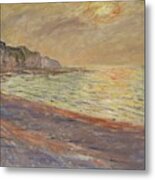 La Plage A Pourville, Soleil Couchant -beach At Pourville, Sunset- Oil On Canvas, 1882  60 X 73 Cm. Metal Print