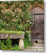 Lacock Abbey Courtyard Door Metal Print