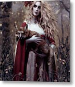 Lady And The Fox Metal Print