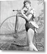 Lady Circus Bicyclist Metal Print