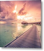 Landscape Of Maldives Beach. Tropical Metal Print