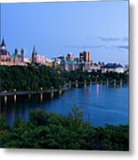 Landscape Shot Of The Ottawa Skyline In Metal Print