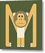 Letter M - Animal Alphabet - Monkey Monogram Metal Print
