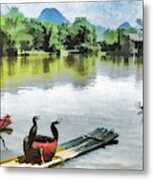 Li River Cormorants Metal Print