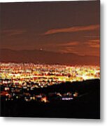 Lights Of Tucson And Moonrise Metal Print