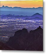 Lights Of Tucson At Twilight Metal Print