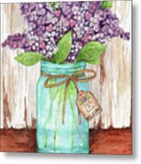 Lilacs Home Sweet Home Jar Metal Print