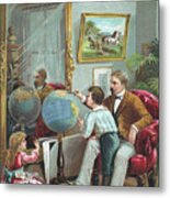 Lithograph Of A Father Instructing Metal Print