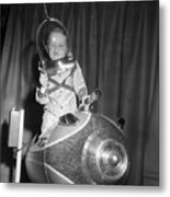 Little Boy On Spaceship Ride Metal Print