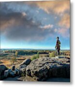Little Round Top Memorial On The Gettysburg Battlefield During Autumn Metal Print