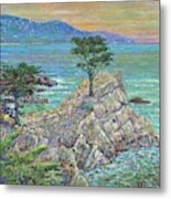 Lone Cypress Sunset Metal Print