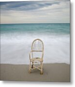 Lonely Chair In The Dawn Of A Cloudy Day Metal Print