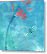 Lotus With Dragonfly Metal Print