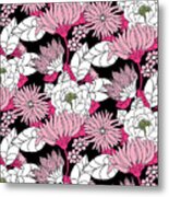 Lotus Flower Pattern (pink White Black) Metal Print