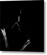 Loving Couple In Backlit Metal Print