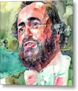 Luciano Pavarotti Portrait Metal Print