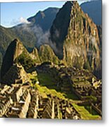 Machu Picchu And Fog In Morning Metal Print