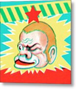 Mad Monkey With Ribbon Metal Poster