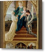 Madonna And Child Seated Between St. Genevieve And Joan Of Arc By Elisabeth Sonrel Metal Print