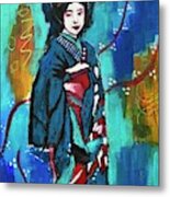 Maiko In Blue Metal Print