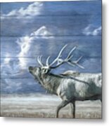 Majestic Elk Oil Painting Metal Print